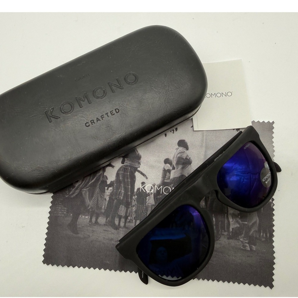 Komono‎ The Bennet Sunglasses Unisex One Size Black New UV400 Blue Mirror Lens